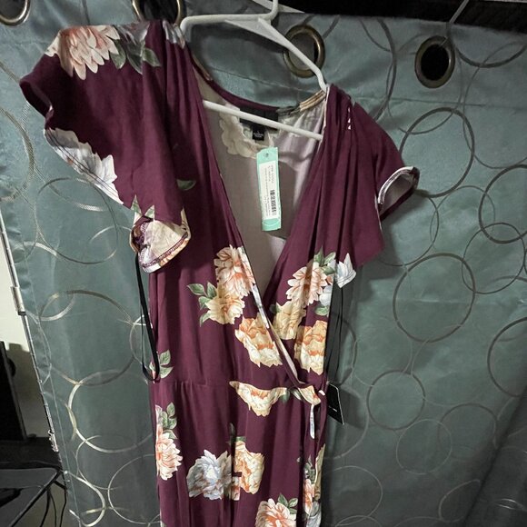 Irene Faux Wrap Brushed Knit Hi Lo Maxi Dress - Picture 1 of 3